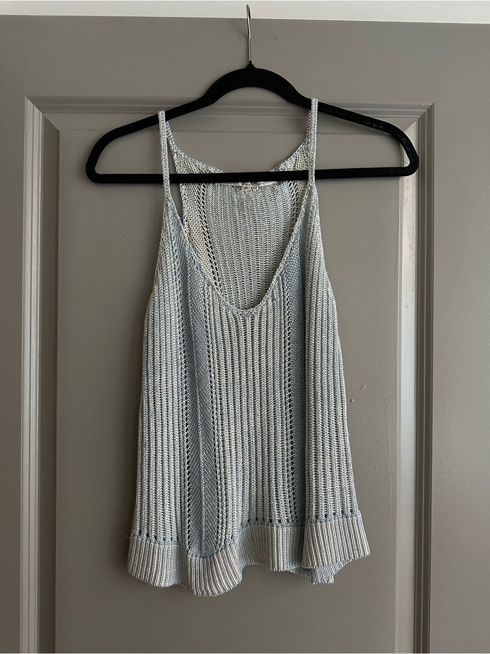 RACHEL ROY Light Blue Crochet Knit Tank Top